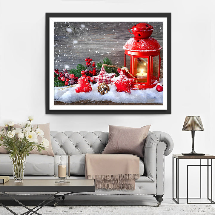 Kerstdecoraties in de Sneeuw Diamond Painting