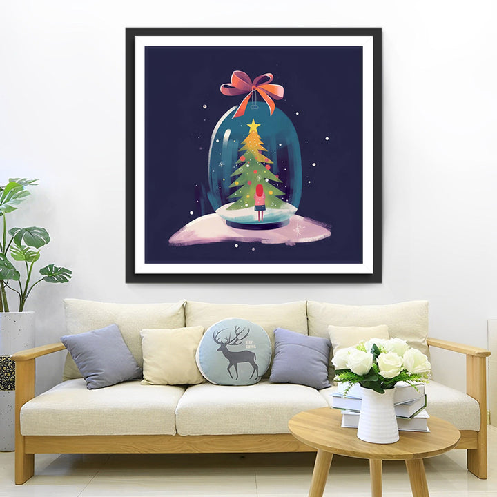Kerstmeisje Sneeuwbol Diamond Painting