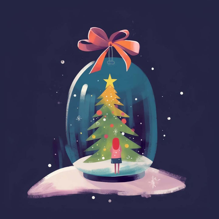 Kerstmeisje Sneeuwbol Diamond Painting