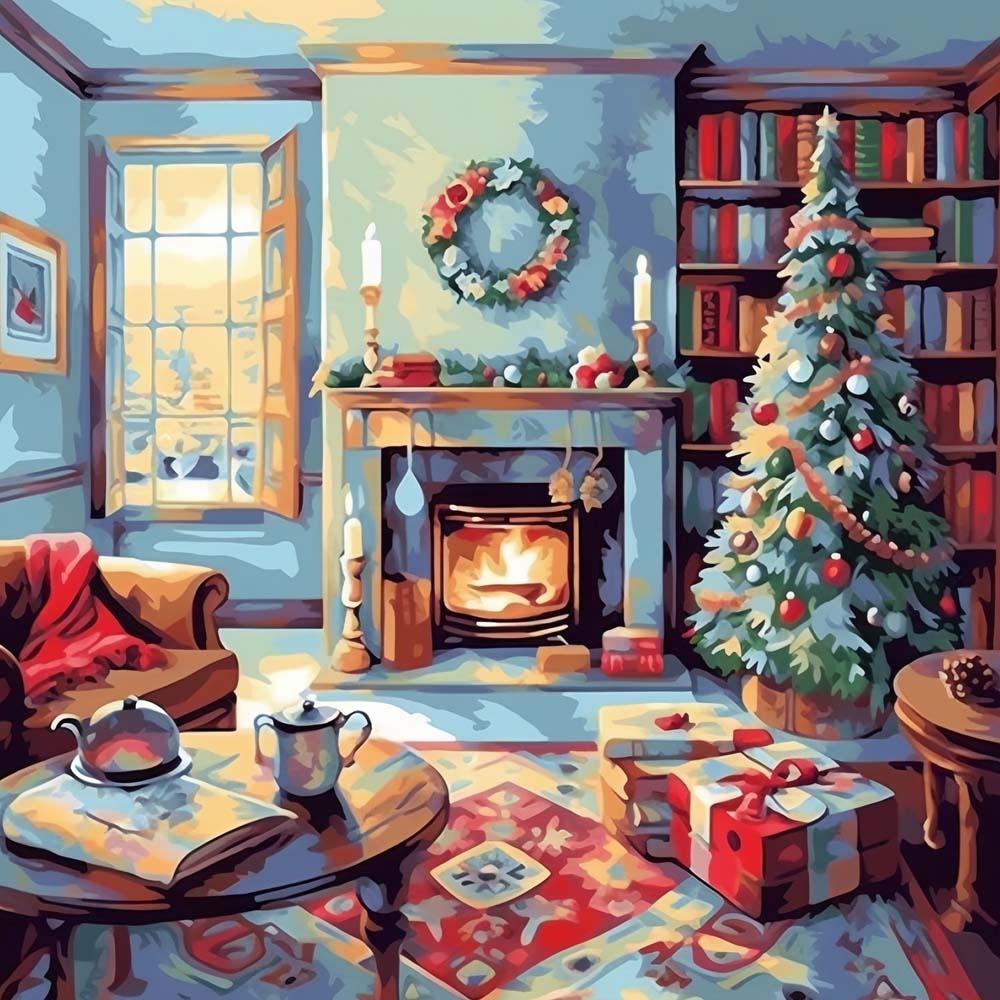 Kerstsfeer in Huis Diamond Painting