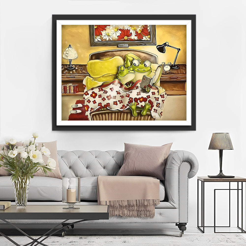 Kikker Koppel op Bed Diamond Painting