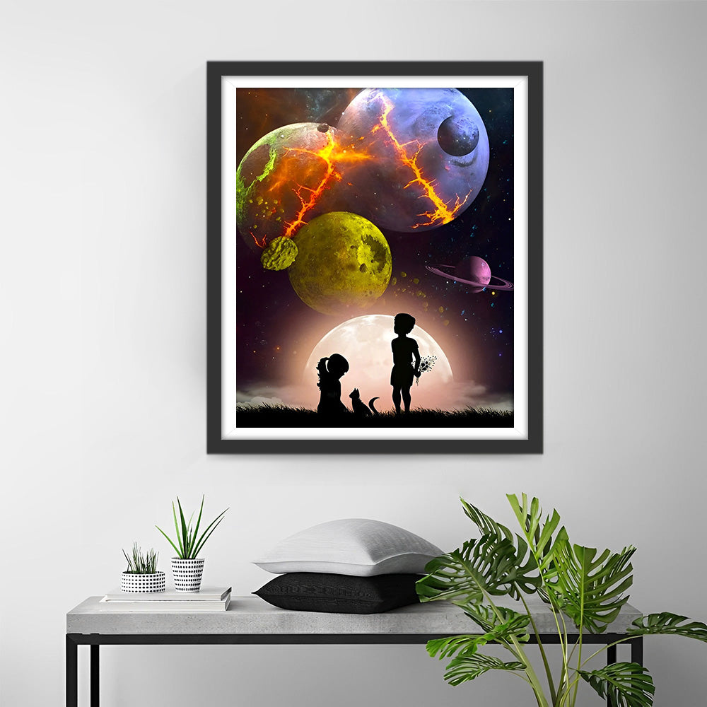 Kinderen onder de Planeten Diamond Painting