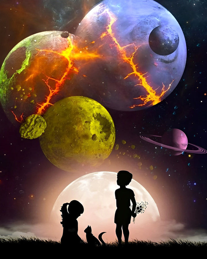 Kinderen onder de Planeten Diamond Painting