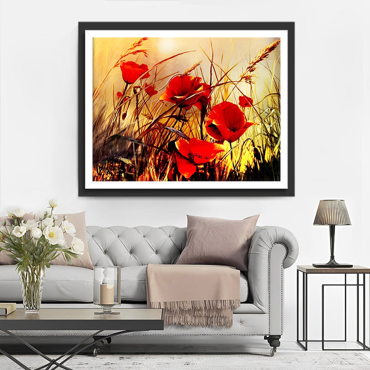 Klaprozen en Herfstgras Diamond Painting