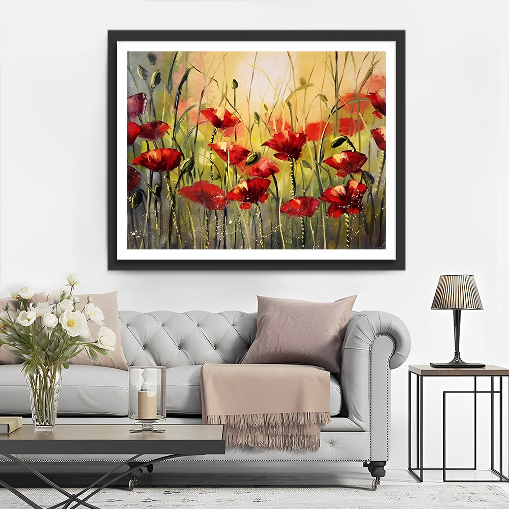 Klaprozen in Wild Veld Diamond Painting