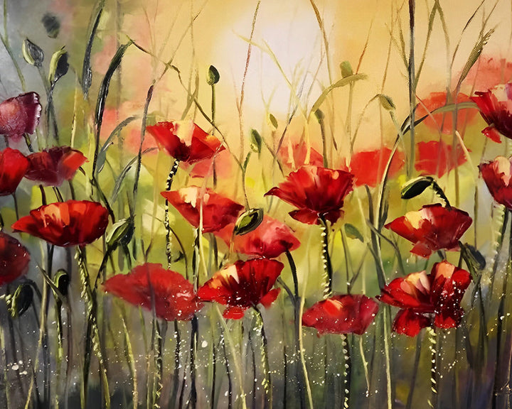 Klaprozen in Wild Veld Diamond Painting