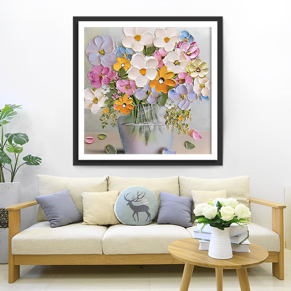 Kleine Bloemen in Glazen Fles Diamond Painting