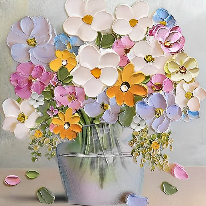 Kleine Bloemen in Glazen Fles Diamond Painting