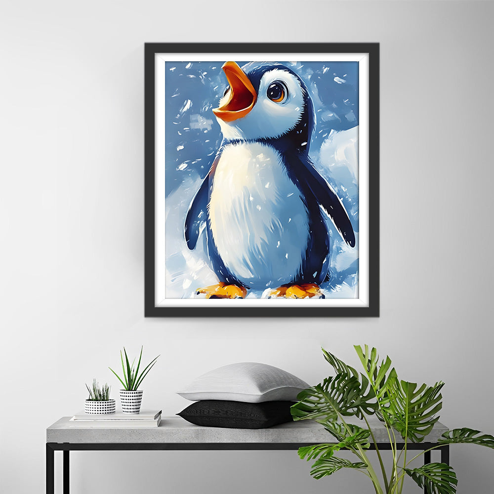 Kleine Pinguïn die Zingt Diamond Painting