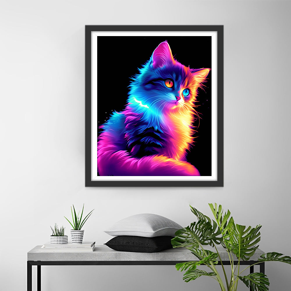 Kleurig Gloeiende Kat Diamond Painting