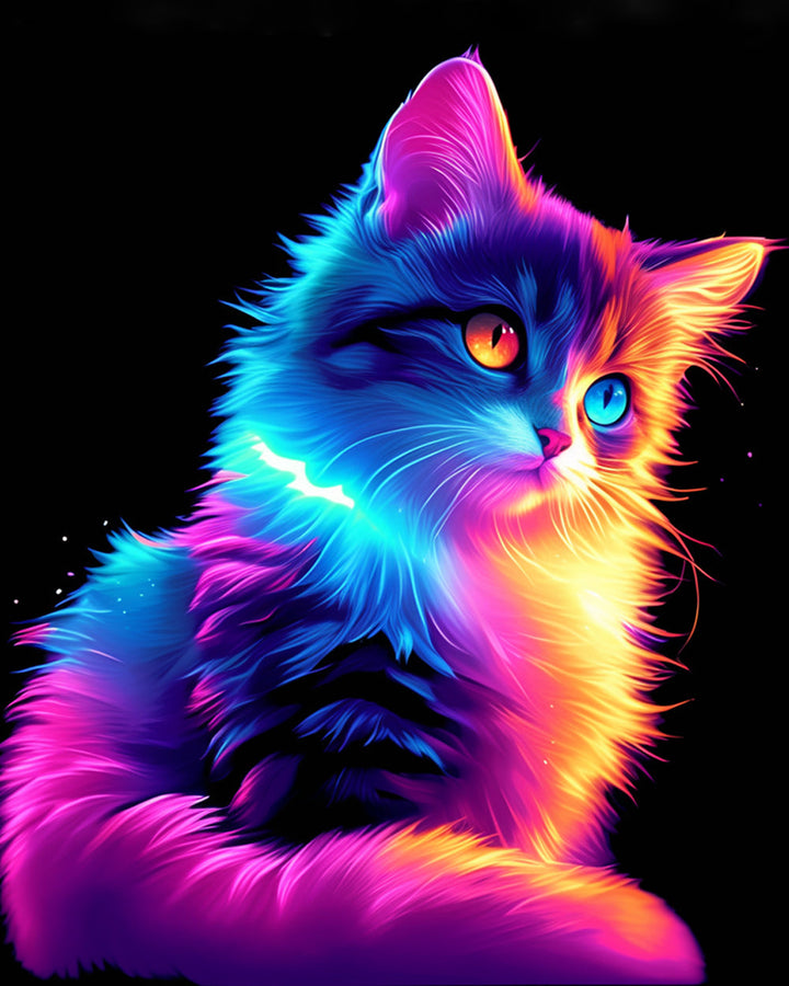 Kleurig Gloeiende Kat Diamond Painting
