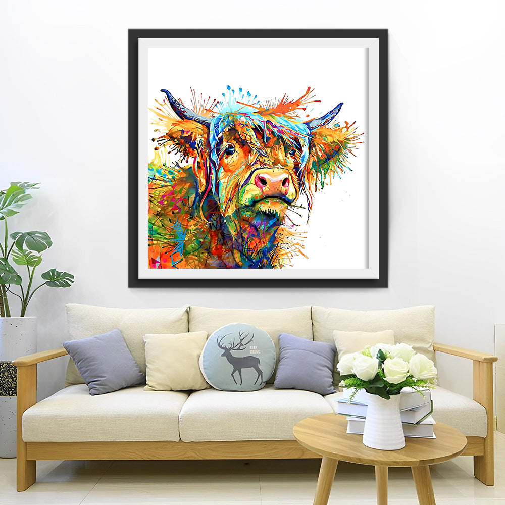 Kleurige Highland Koe Diamond Painting
