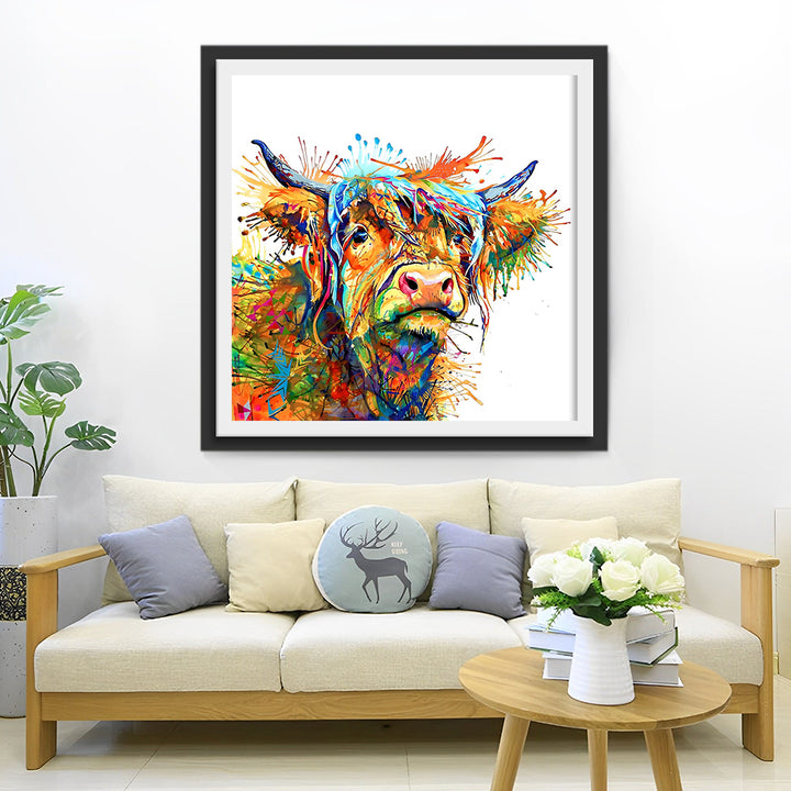 Kleurige Highland Koe Diamond Painting