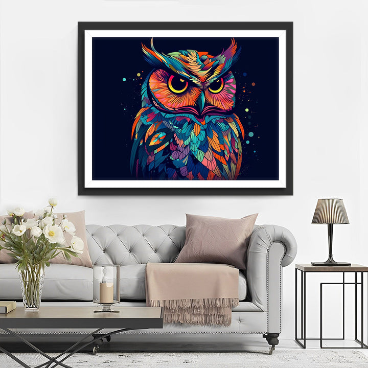 Kleurige Uil in het Donker Diamond Painting