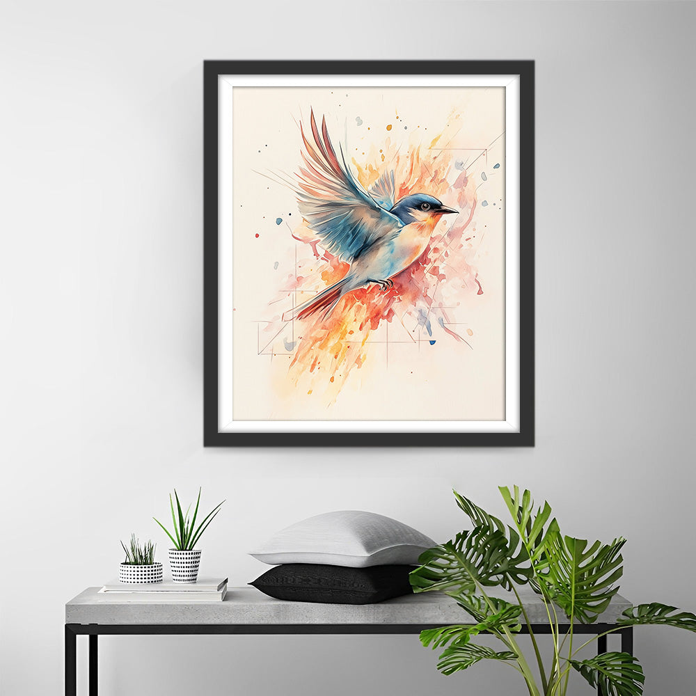 Kleurige Vogel die Vliegt Diamond Painting