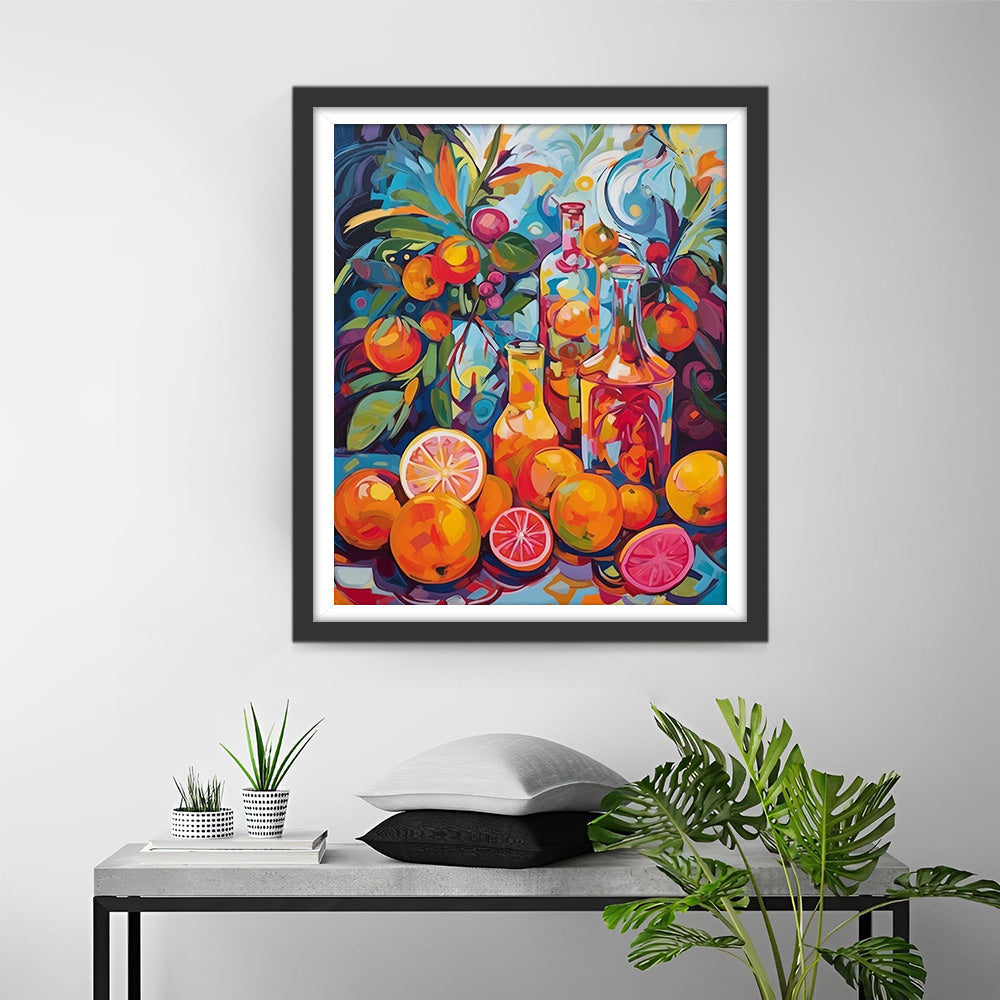 Kleurrijk Fruit en Sap Diamond Painting