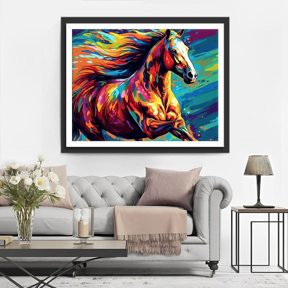 Kleurrijk Galopperend Paard Diamond Painting