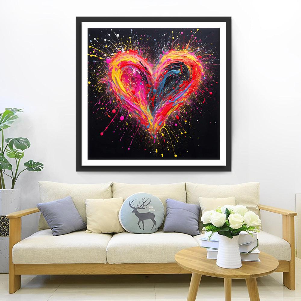 Kleurrijk Hart in het Donker Diamond Painting