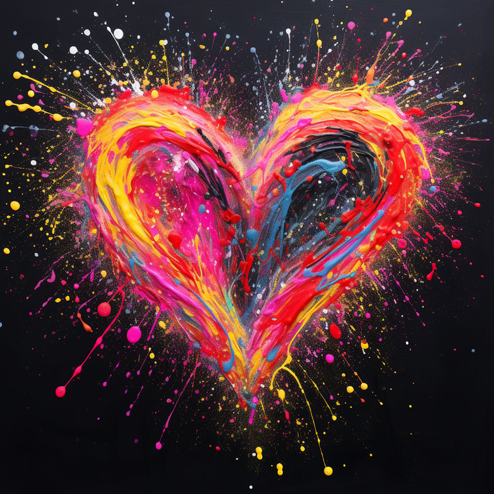 Kleurrijk Hart in het Donker Diamond Painting