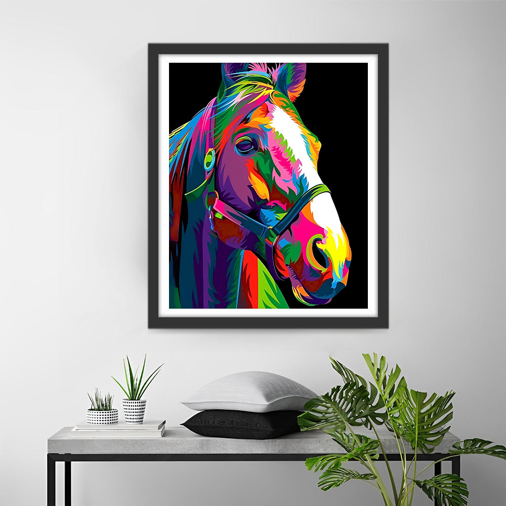 Kleurrijk Paard in het Donker Diamond Painting