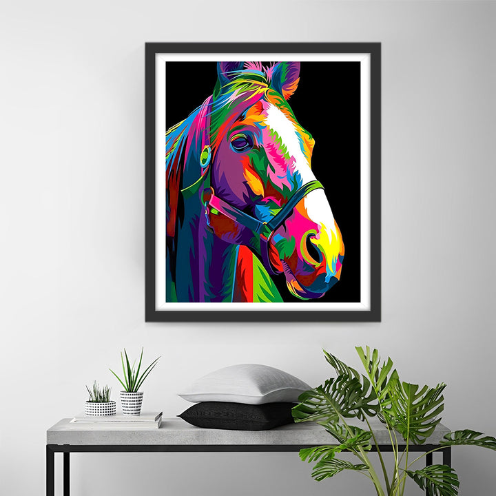 Kleurrijk Paard in het Donker Diamond Painting