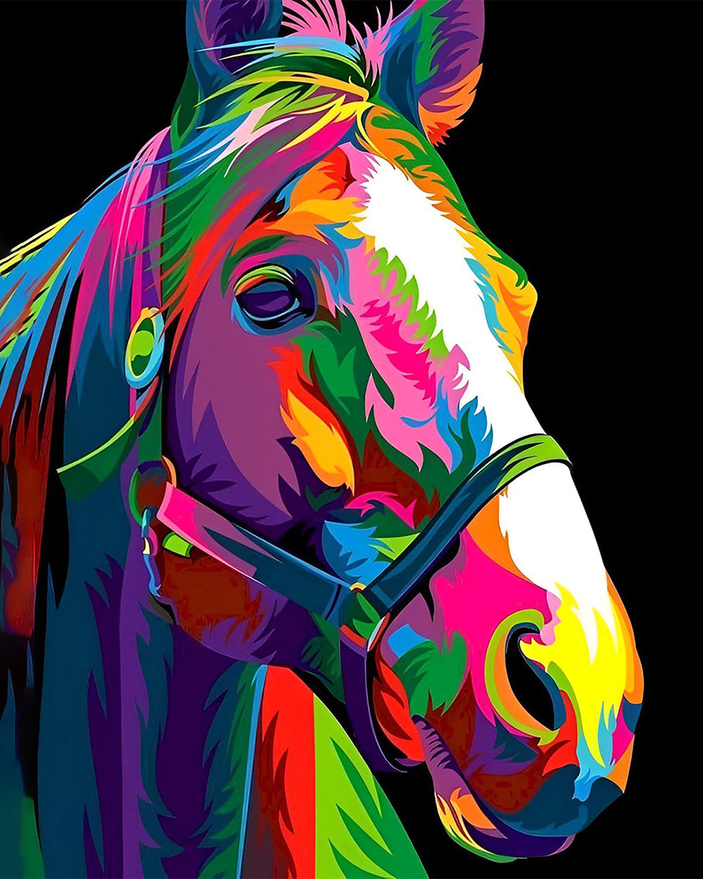 Kleurrijk Paard in het Donker Diamond Painting