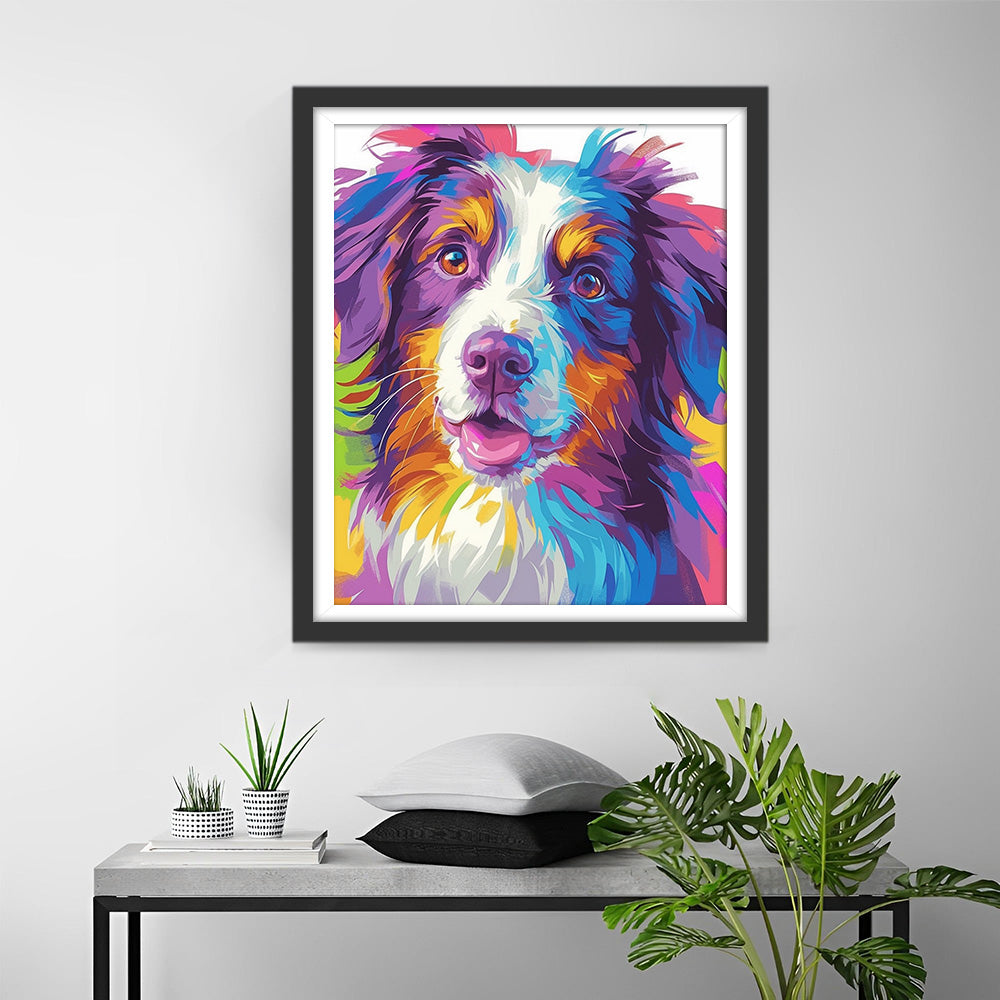 Kleurrijke Aquarel Hond Diamond Painting