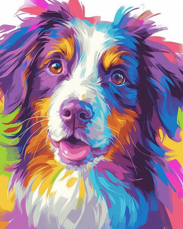 Kleurrijke Aquarel Hond Diamond Painting