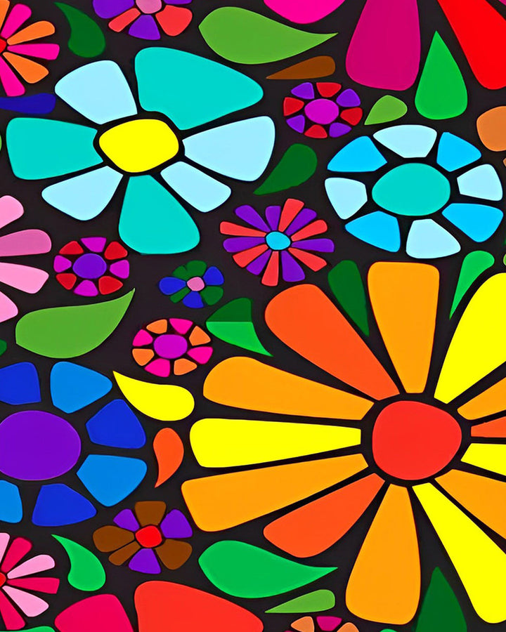 Kleurrijke Cartoon Chrysanten Diamond Painting