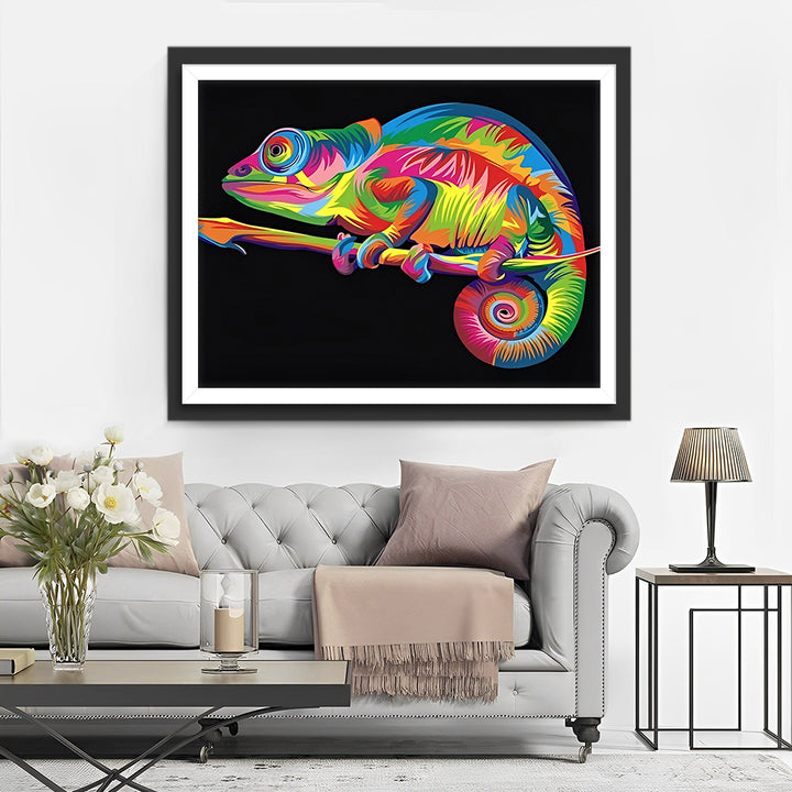 Kleurrijke Chaméléon in het Donker Diamond Painting