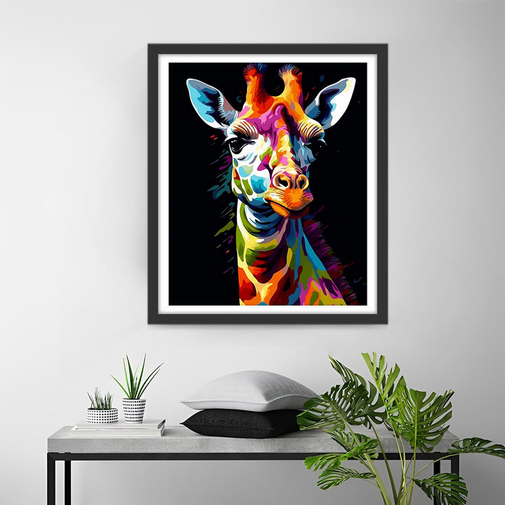 Kleurrijke Giraffe in het Donker Diamond Painting