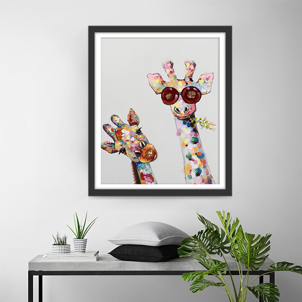 Kleurrijke Giraffe Vrienden Diamond Painting
