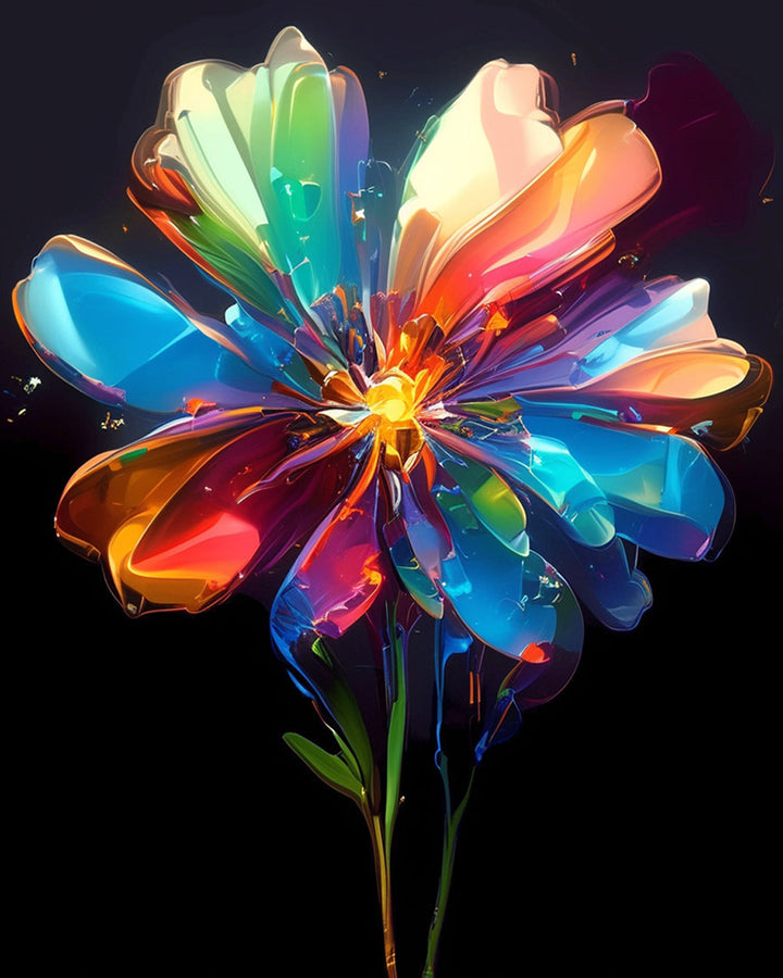 Kleurrijke Gloeiende Chrysant Diamond Painting