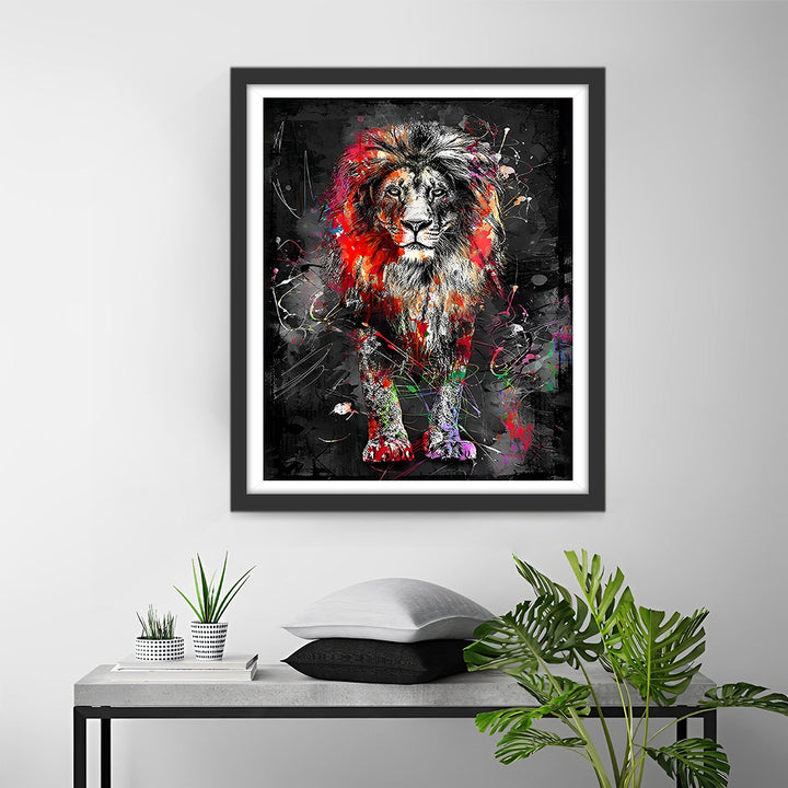 Kleurrijke Graffiti Leeuw in het Donker Diamond Painting
