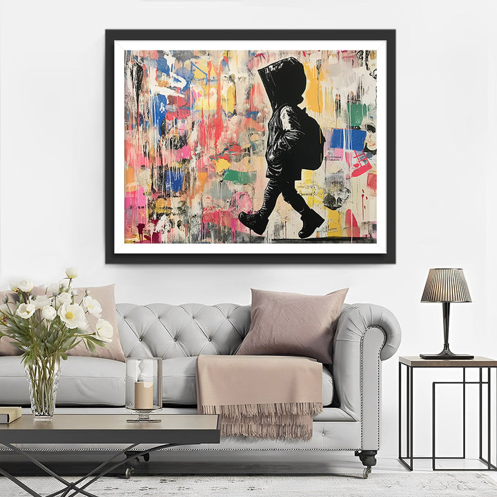 Kleurrijke Graffiti van Jongen met Schooltas Diamond Painting