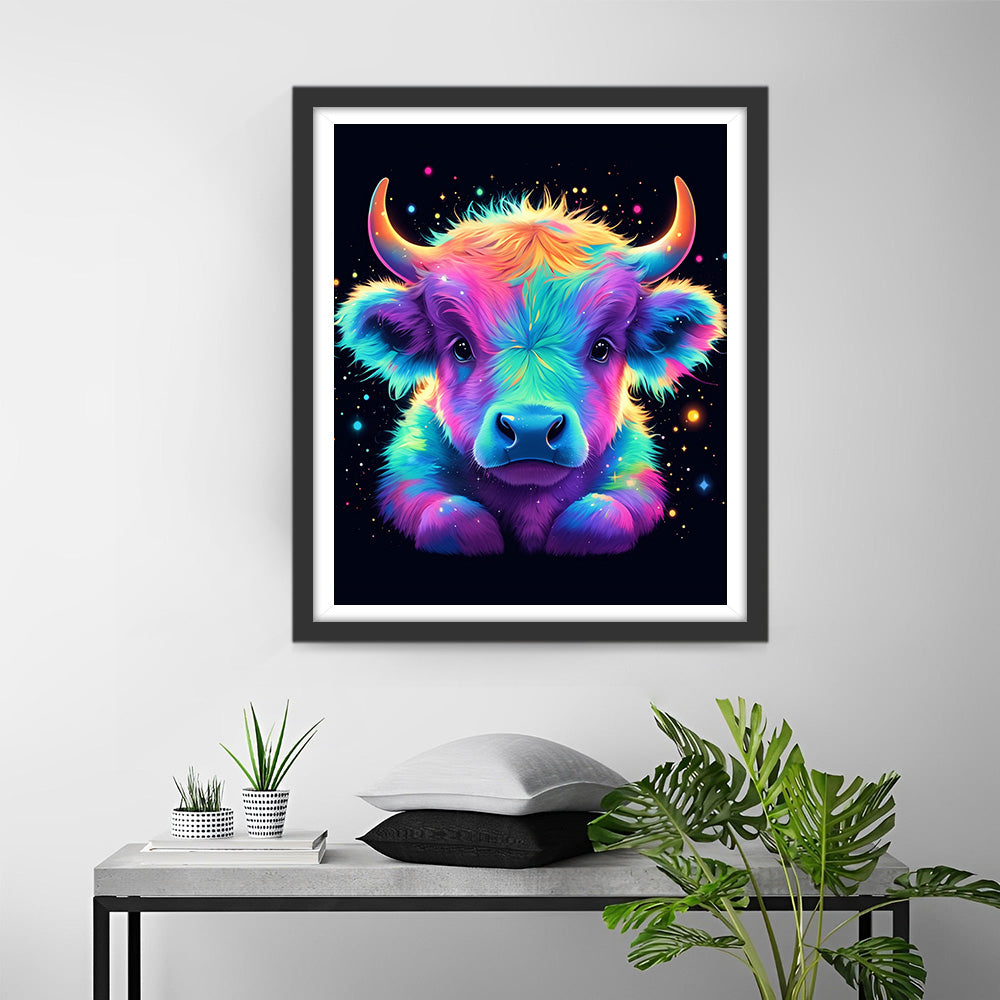 Kleurrijke Highland Cow Baby Diamond Painting