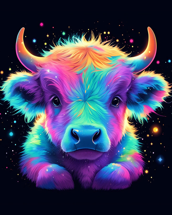 Kleurrijke Highland Cow Baby Diamond Painting