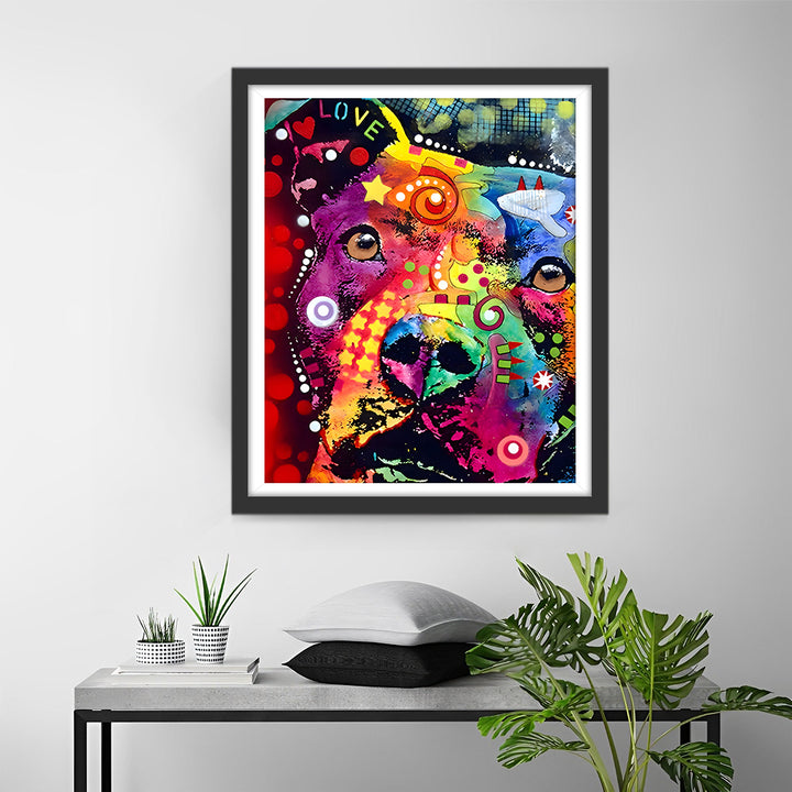 Kleurrijke Hond in Pop Art Stijl Diamond Painting