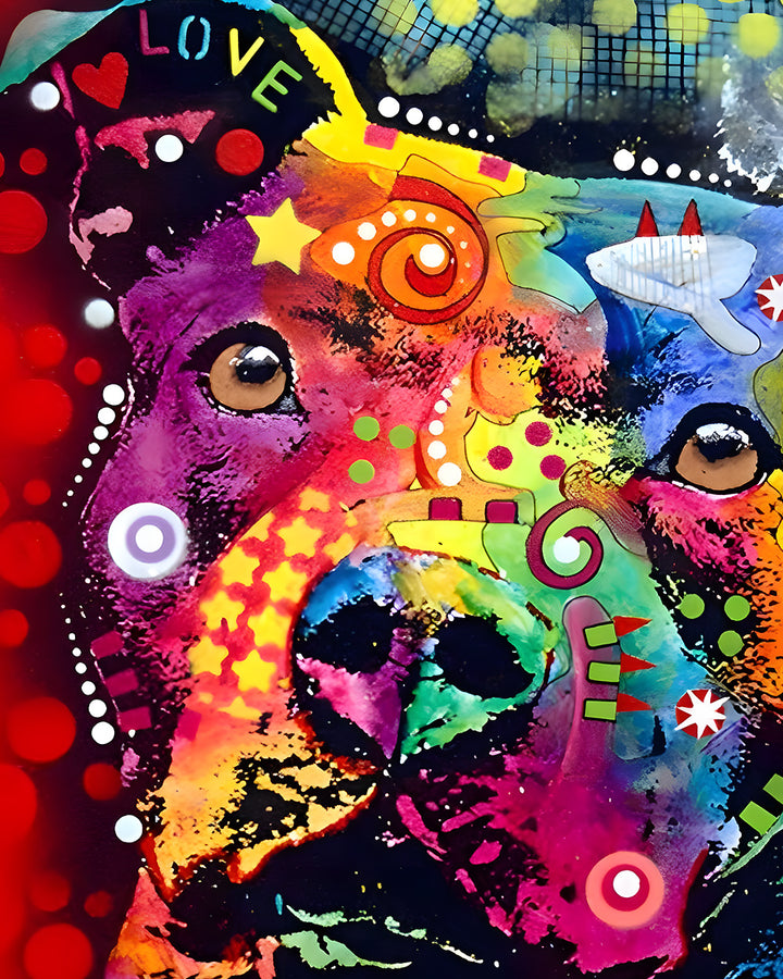 Kleurrijke Hond in Pop Art Stijl Diamond Painting
