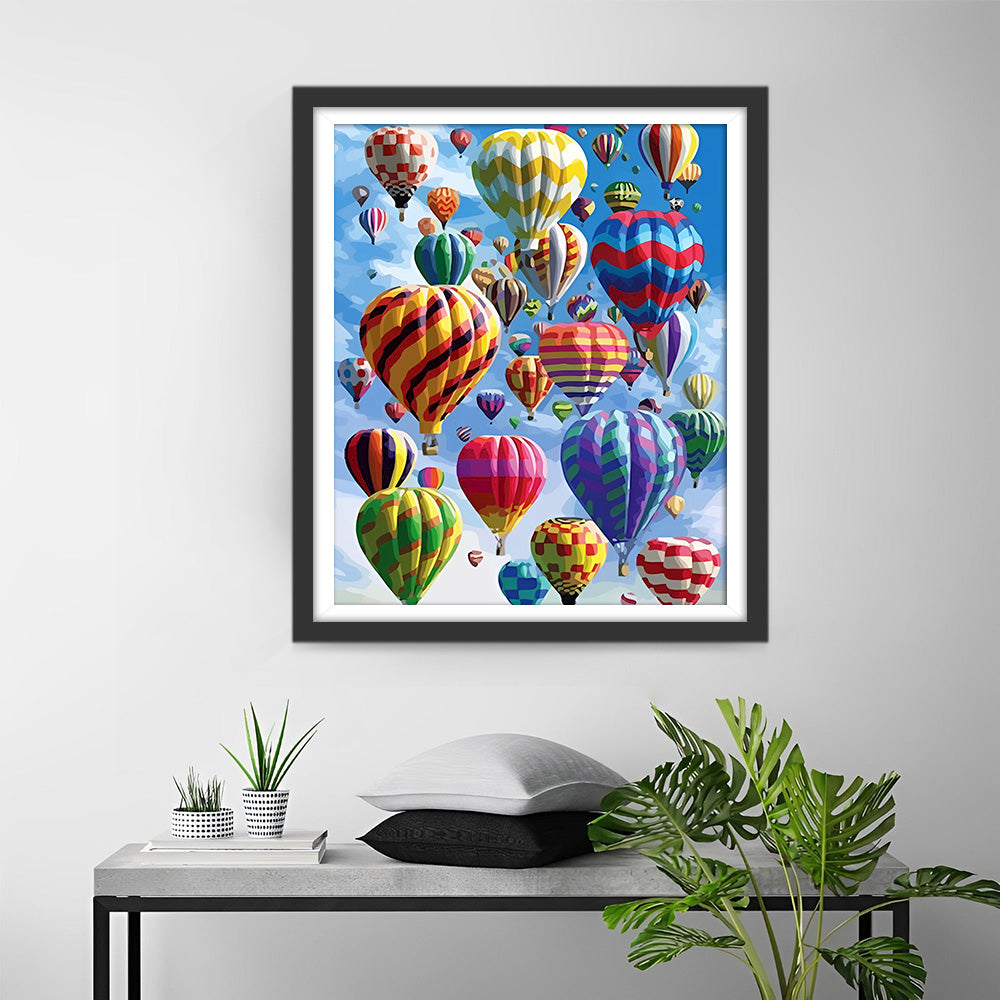 Kleurrijke Luchtballonnen Zwevend Diamond Painting