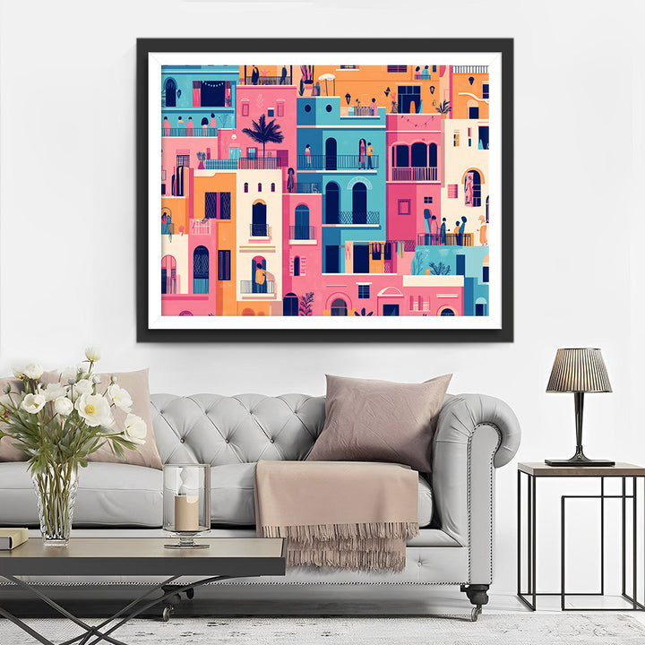 Kleurrijke Moderne Gebouwen Diamond Painting