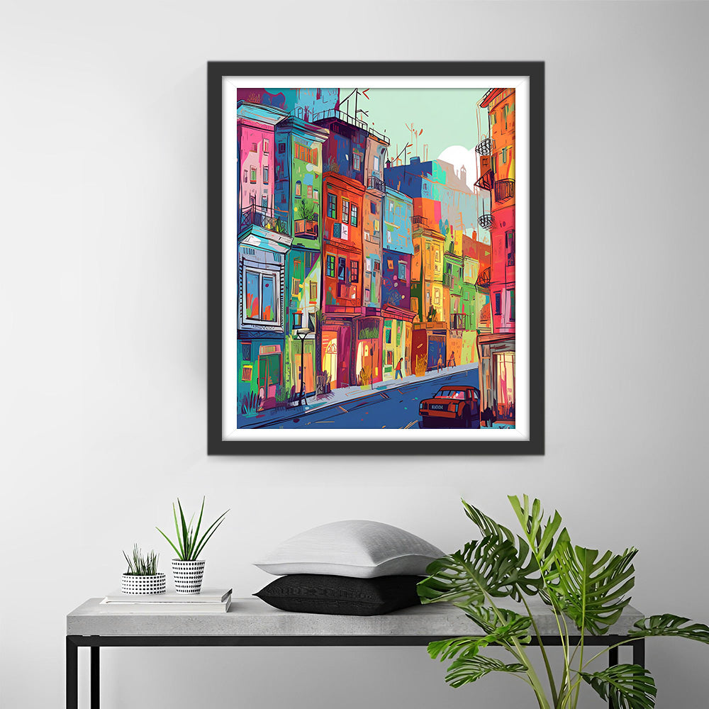 Kleurrijke Stadsgebouwen Diamond Painting