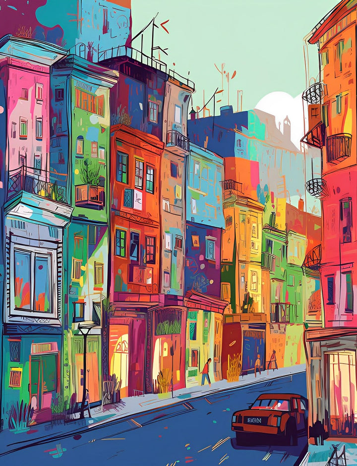 Kleurrijke Stadsgebouwen Diamond Painting