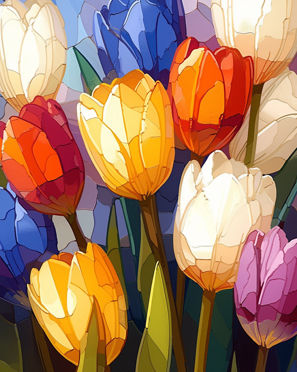 Kleurrijke Tulpen Diamond Painting