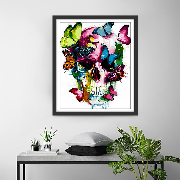 Kleurrijke Vlinders op de Schedel Diamond Painting