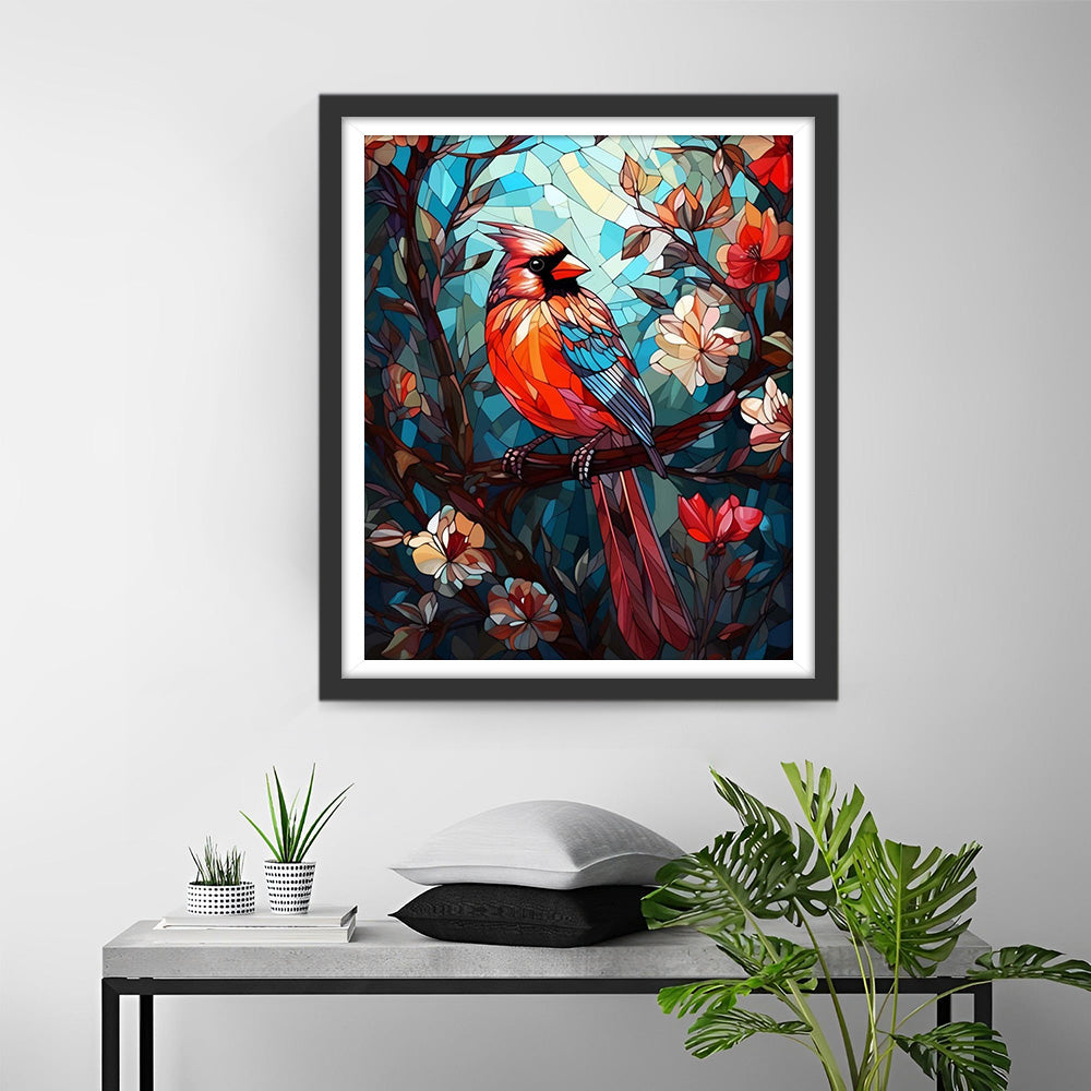 Kleurrijke Vogel op de Bloementak Diamond Painting