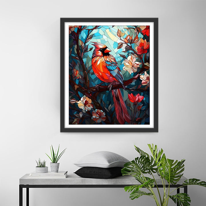 Kleurrijke Vogel op de Bloementak Diamond Painting