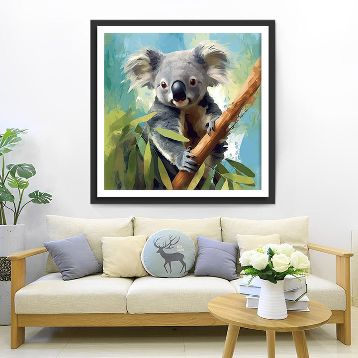 Koala die een Boomstam Omhelst Diamond Painting