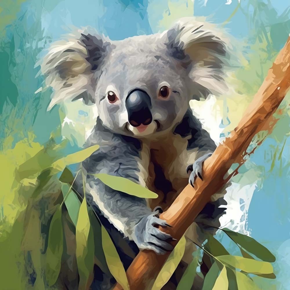 Koala die een Boomstam Omhelst Diamond Painting