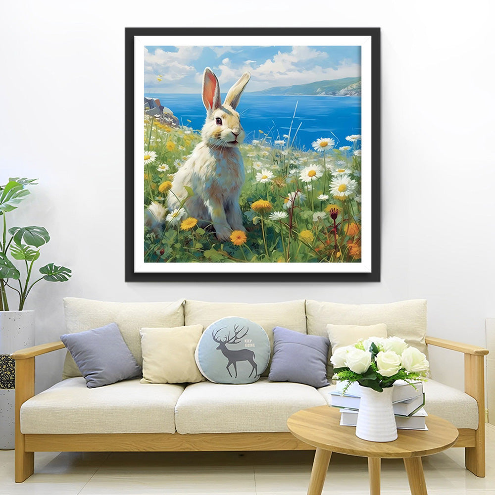 Konijn en Madeliefjes bij de Rivier Diamond Painting